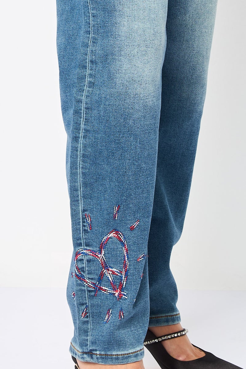 DESIGUAL Women Regular Fit Washed Stretchable Jeans, Light Blue - Image 4