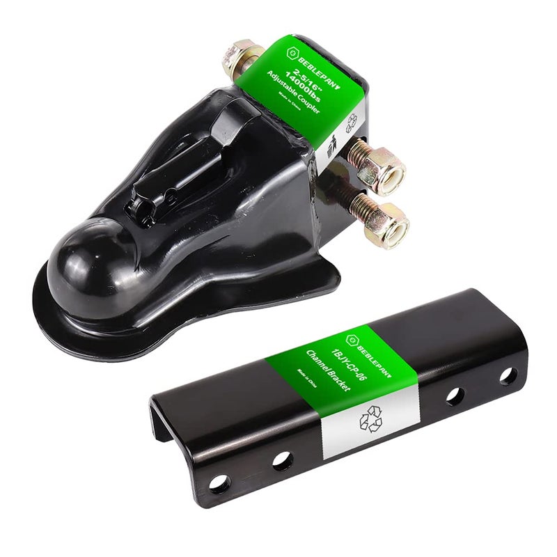 2516 Inch Adjustable Trailer Coupler 14000lbs wChannel and 5 Position Channel and Fasteners