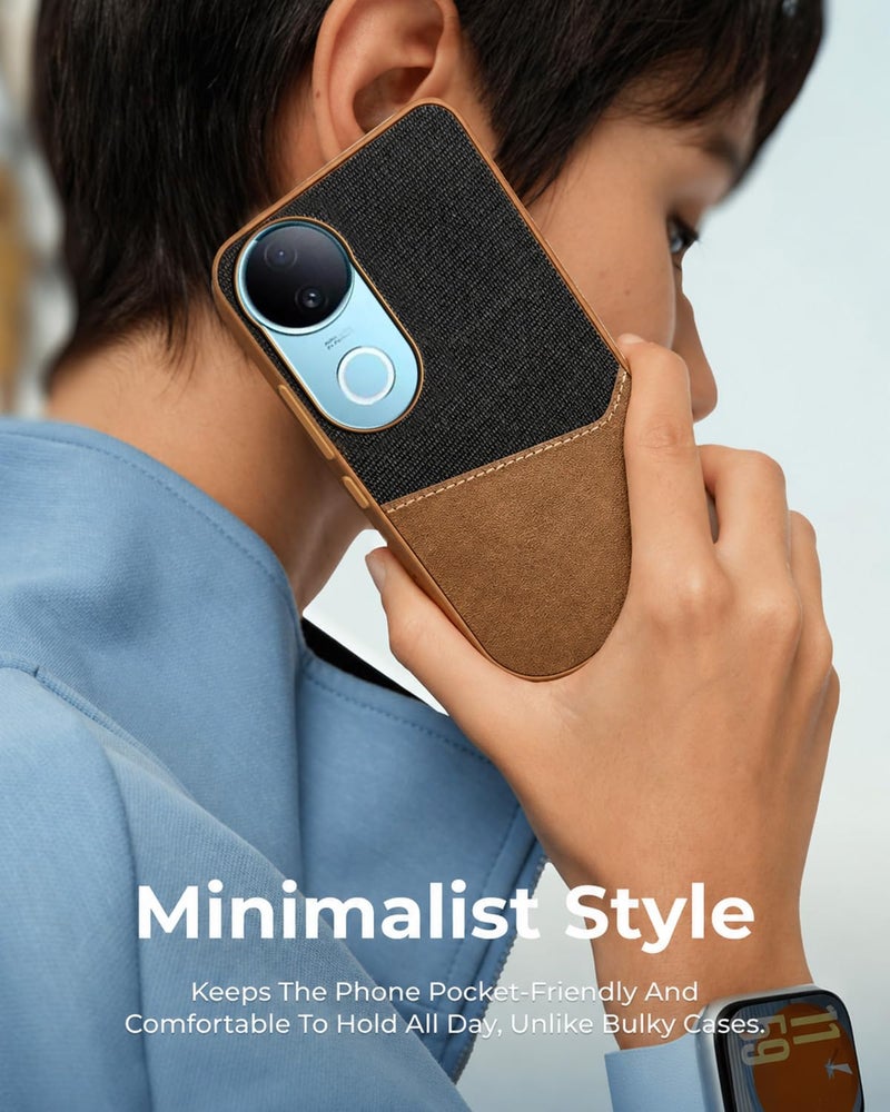 Jkobi Back Cover Case for Vivo iQOO Z10R (Dual PU Leather Stitch | Professional Minimalist | Soft and Flexible) - Image 5