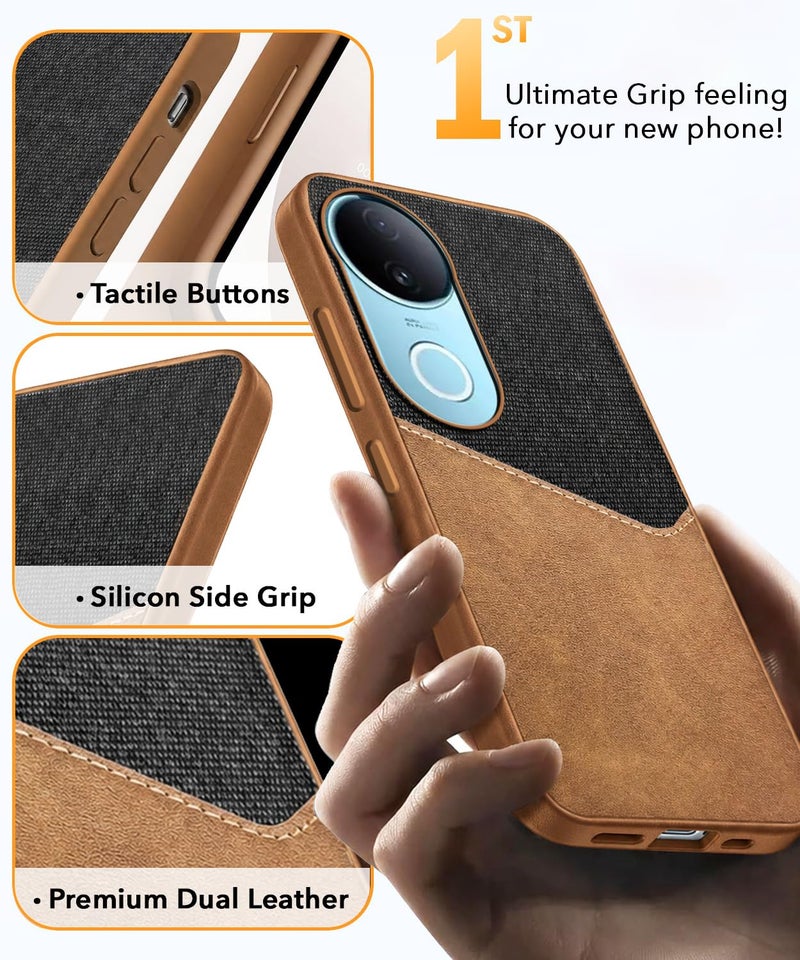 Jkobi Back Cover Case for Vivo iQOO Z10R (Dual PU Leather Stitch | Professional Minimalist | Soft and Flexible) - Image 2