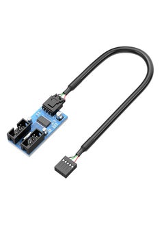 XICEN Motherboard USB2.0 9pin USB Header Splitter Male 1 to 2 Female Extension Cable（30cm/0.98ft）Card Control PCB Board USB HUB 9-pin Splitter Adapter Port Multilier PWM Fan Splitter Cable 1 to 2 Converter  - Image 1