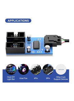XICEN Motherboard USB2.0 9pin USB Header Splitter Male 1 to 2 Female Extension Cable（30cm/0.98ft）Card Control PCB Board USB HUB 9-pin Splitter Adapter Port Multilier PWM Fan Splitter Cable 1 to 2 Converter  - Image 2