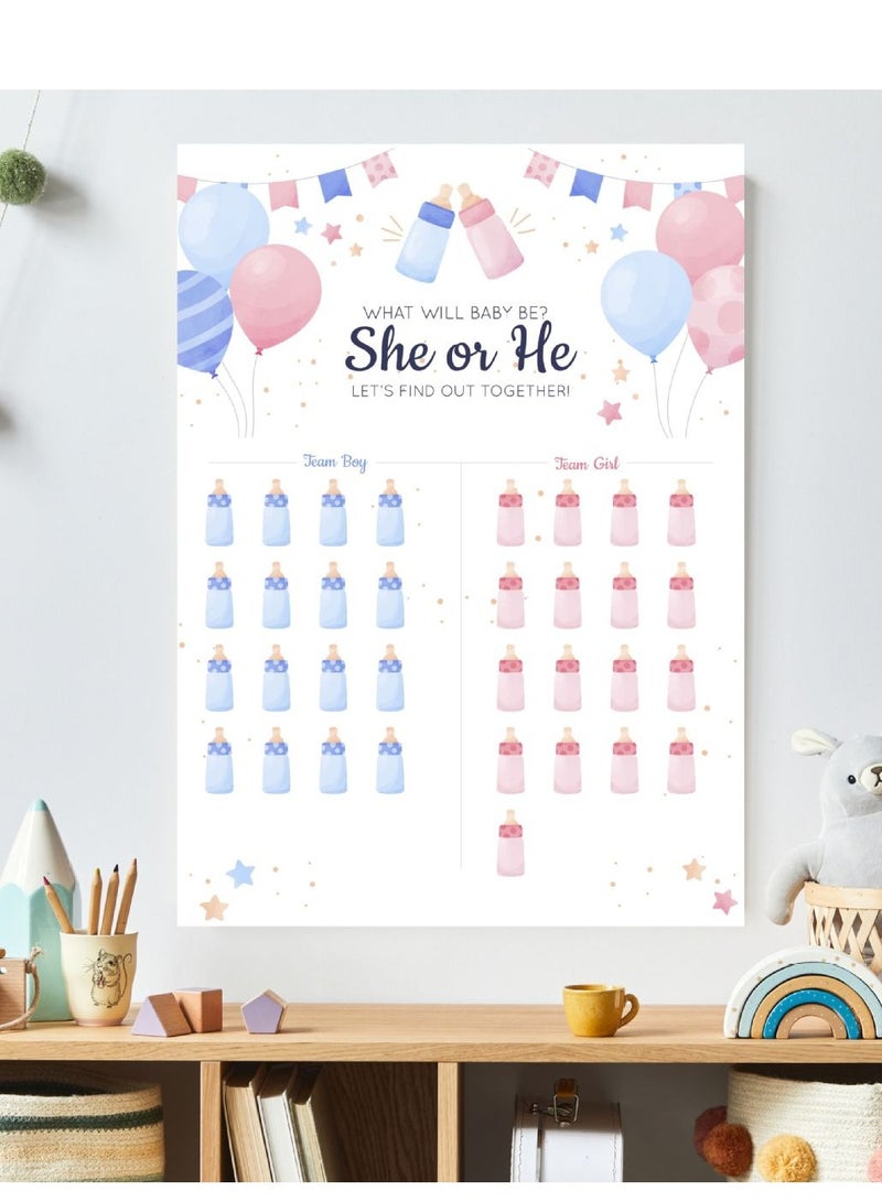 XIYU Baby Gender Reveal Board, Party Supplies Kit with Decorations Games Gender Reveal Voting Poster Board with Stickers - Image 3