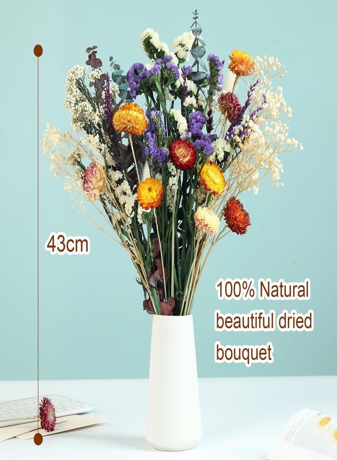 Jtoder Natural Dried Flower Bouquet, 17" DIY Floral Arrangements with Eucalyptus Strawflower Lavender, Rustic Boho Wedding and Home Centerpiece Decorations, Fall Table Décor - Image 3