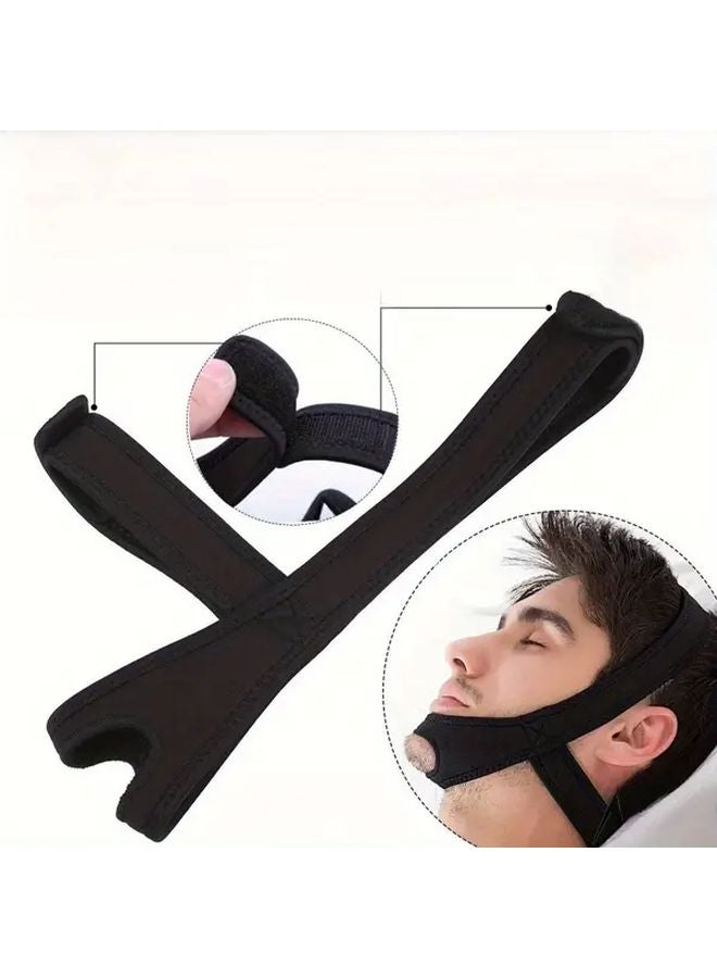 حزام الذقن CPAC المضاد للشخير قابل للتعديل، دعم الفك القابل للتعديل، مصنوع من البوليستر والإسباندكس الناعم لتخفيف انقطاع النفس النومي، أسود - Image 5