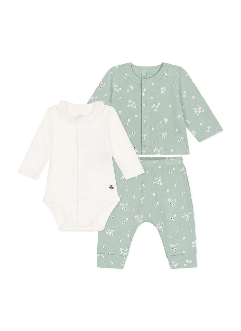 Petit Bateau Babies' three-piece tube knit set