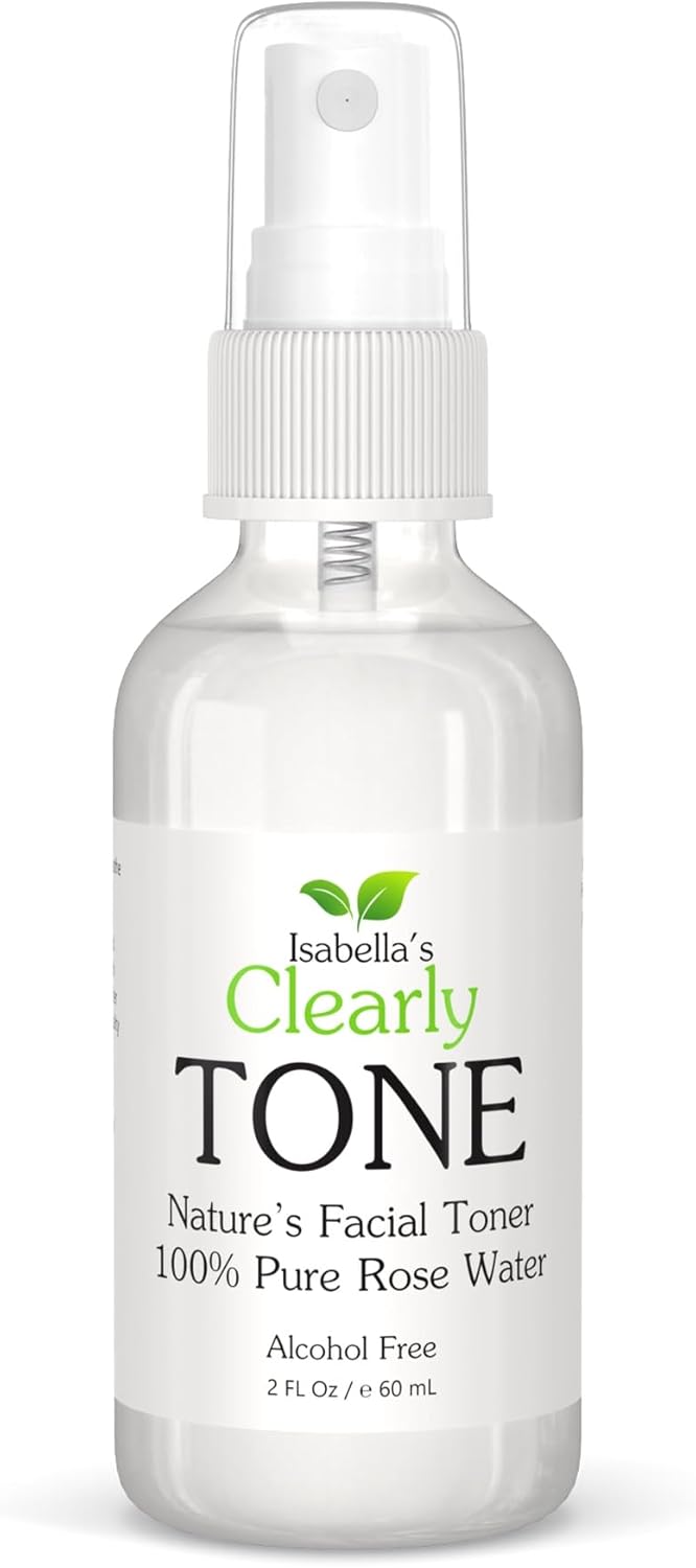 Clearly TONE Pure Rose Water Facial Toner Spray Alcohol Free Natural Rose Petal Water in a Glass Bottle Made in USA