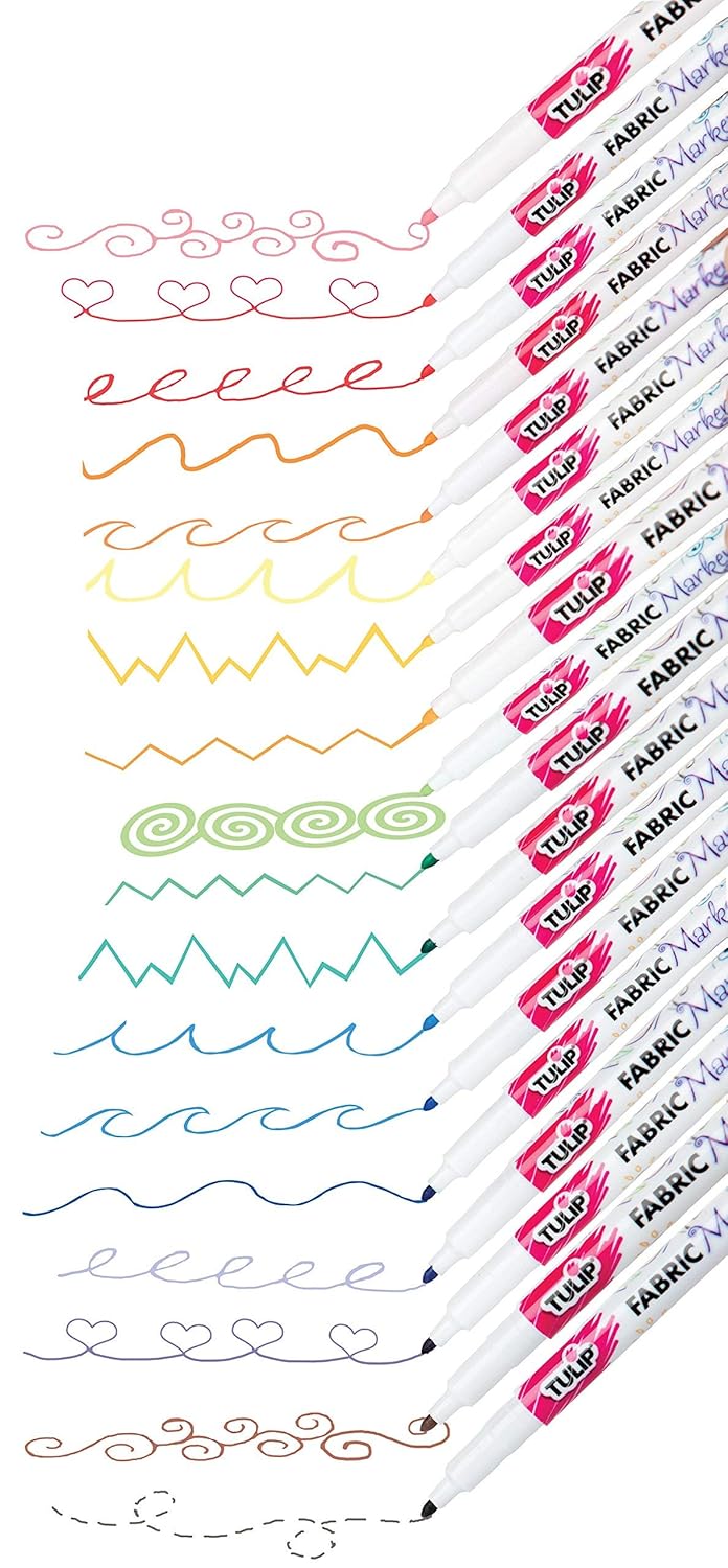 Tulip Permanent Nontoxic Fabric Markers 20 Pack - Fine Bullet Tip, Child Safe, Minimal Bleed & Fast Drying - Premium Quality for T-shirts, Clothes, Shoes, Bags & Other Fabric Materials - Image 2