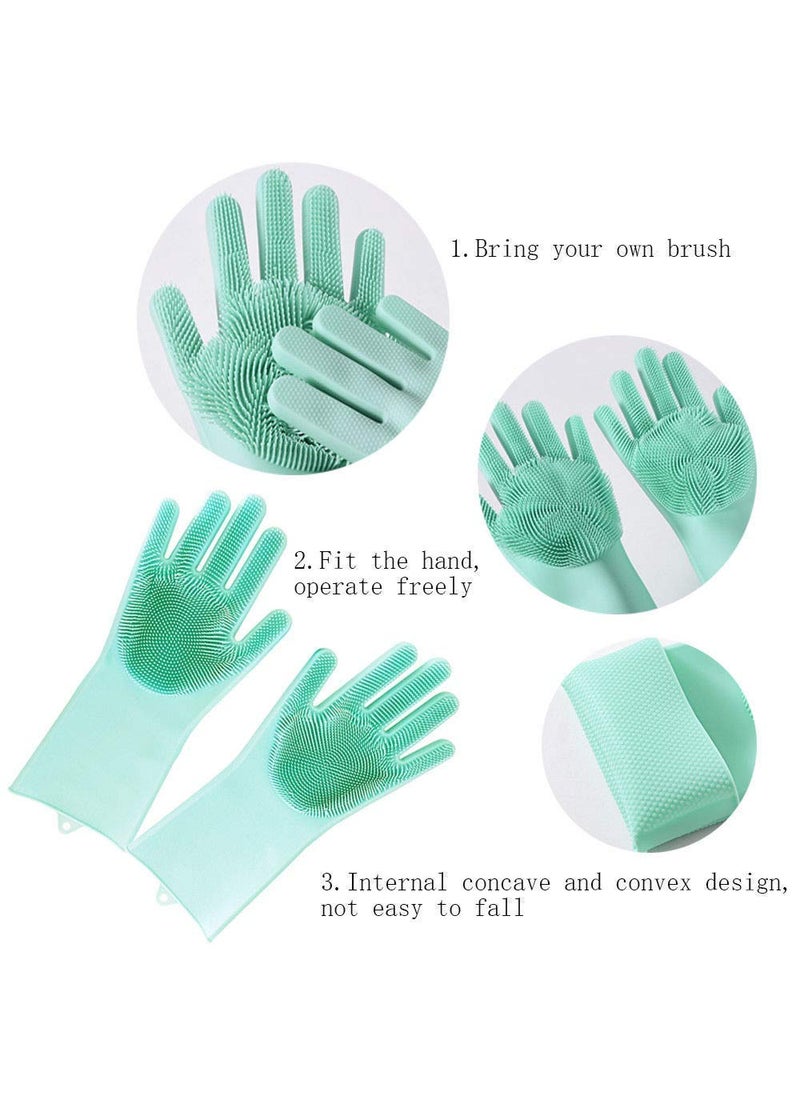 QERINKLE - QERINKLE Silicone Scrubbing Gloves, Non-Slip, Dishwashing and Pet Grooming, Magic Latex Gloves (Multicolour,Pack of 2) - Image 1