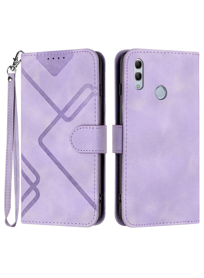 اس-توب جراب هاتف Honor 10 Lite بنمط خطوط من الجلد الملمس - Image 1