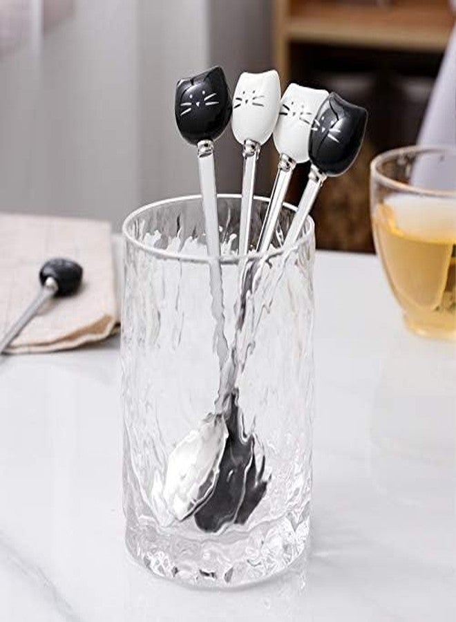 Kefley Cute Cat Spoon for Tea Coffee Ceramic Stainless Steel Spoons for Cat Lover Cat Food spoon for Wet Food Cat Themed Gift for Couples Wedding House Warming Gifts 2Pcs - Image 5
