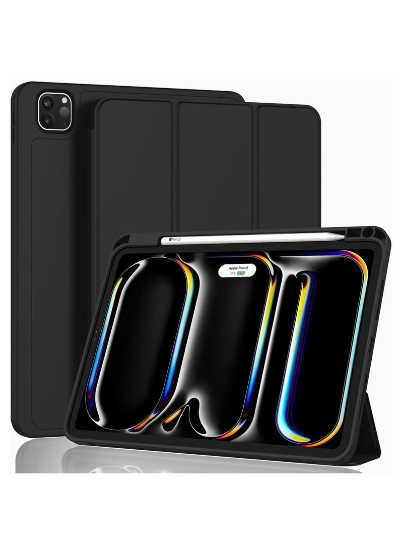 Case for iPad Pro 11-inch (M4) 2024 Tri-Fold Smart Tablet PU Leather Case, Hard PC Back Shell Slim Case Multi- Viewing Angles Stand Hard Shell Folio Case Cover with Auto Wake up