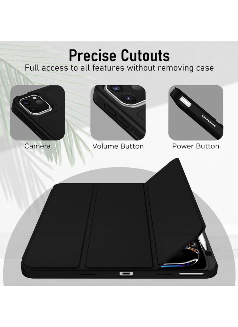 Case for iPad Pro 11-inch (M4) 2024 Tri-Fold Smart Tablet PU Leather Case, Hard PC Back Shell Slim Case Multi- Viewing Angles Stand Hard Shell Folio Case Cover with Auto Wake up