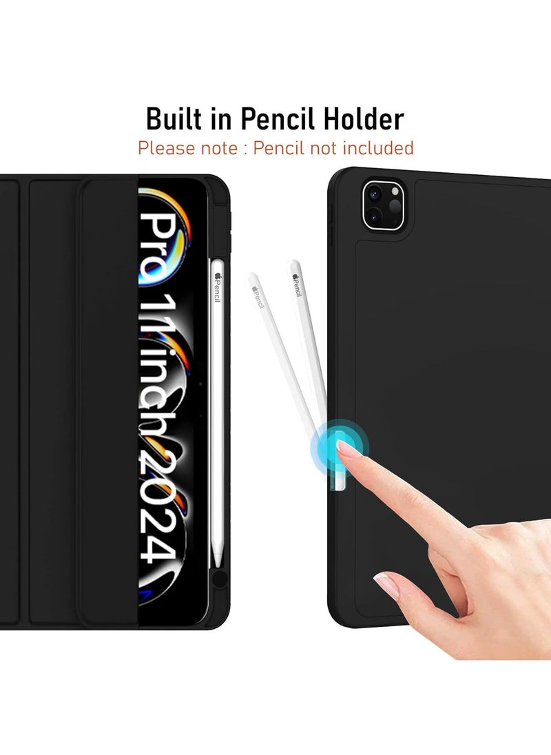 Case for iPad Pro 11-inch (M4) 2024 Tri-Fold Smart Tablet PU Leather Case, Hard PC Back Shell Slim Case Multi- Viewing Angles Stand Hard Shell Folio Case Cover with Auto Wake up