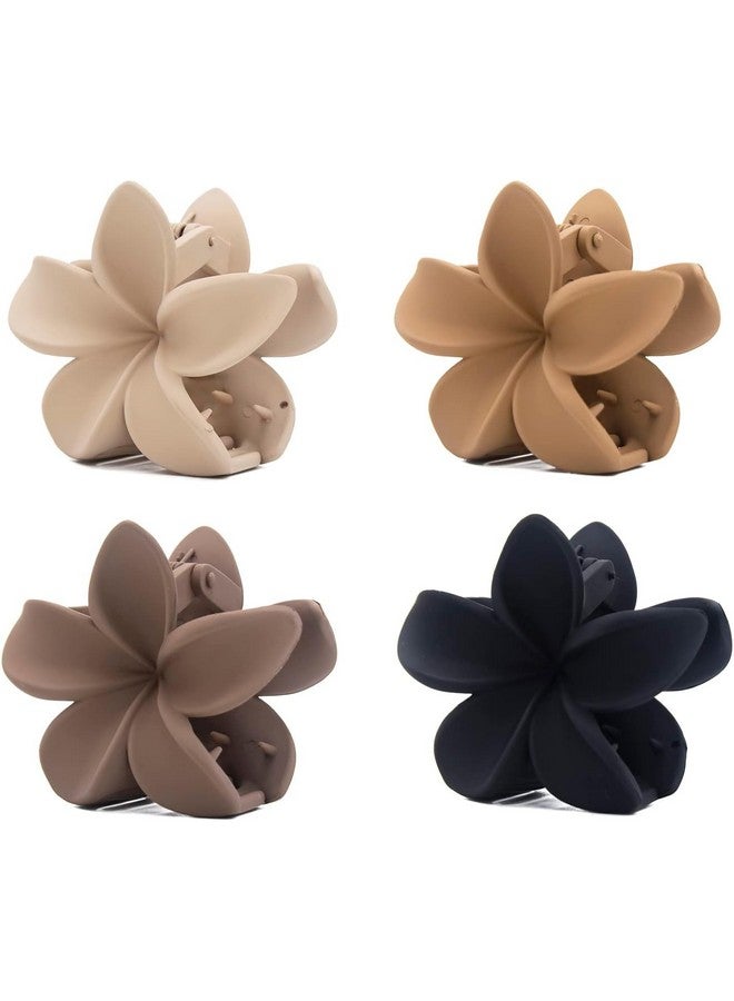Big Box 4 Hair Claw Clips For Women Girls, Flower Hair Claw Clips For Thin/Medium Thick Hair, Women Hair Jaw Clips Matte Octopus Clip Nonslip Spider Clip,4 Pcs, Brown - Image 1