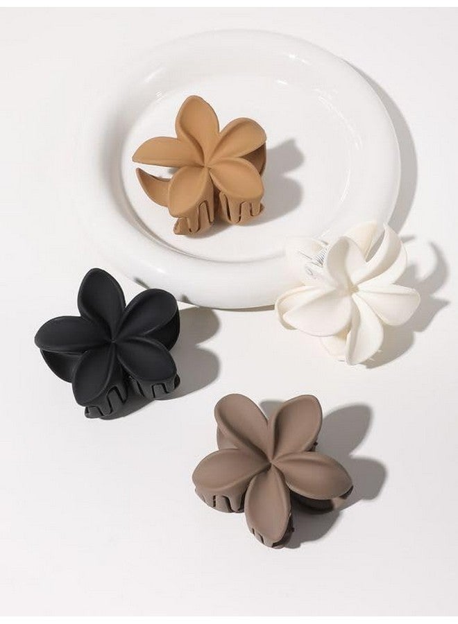Big Box 4 Hair Claw Clips For Women Girls, Flower Hair Claw Clips For Thin/Medium Thick Hair, Women Hair Jaw Clips Matte Octopus Clip Nonslip Spider Clip,4 Pcs, Brown - Image 3