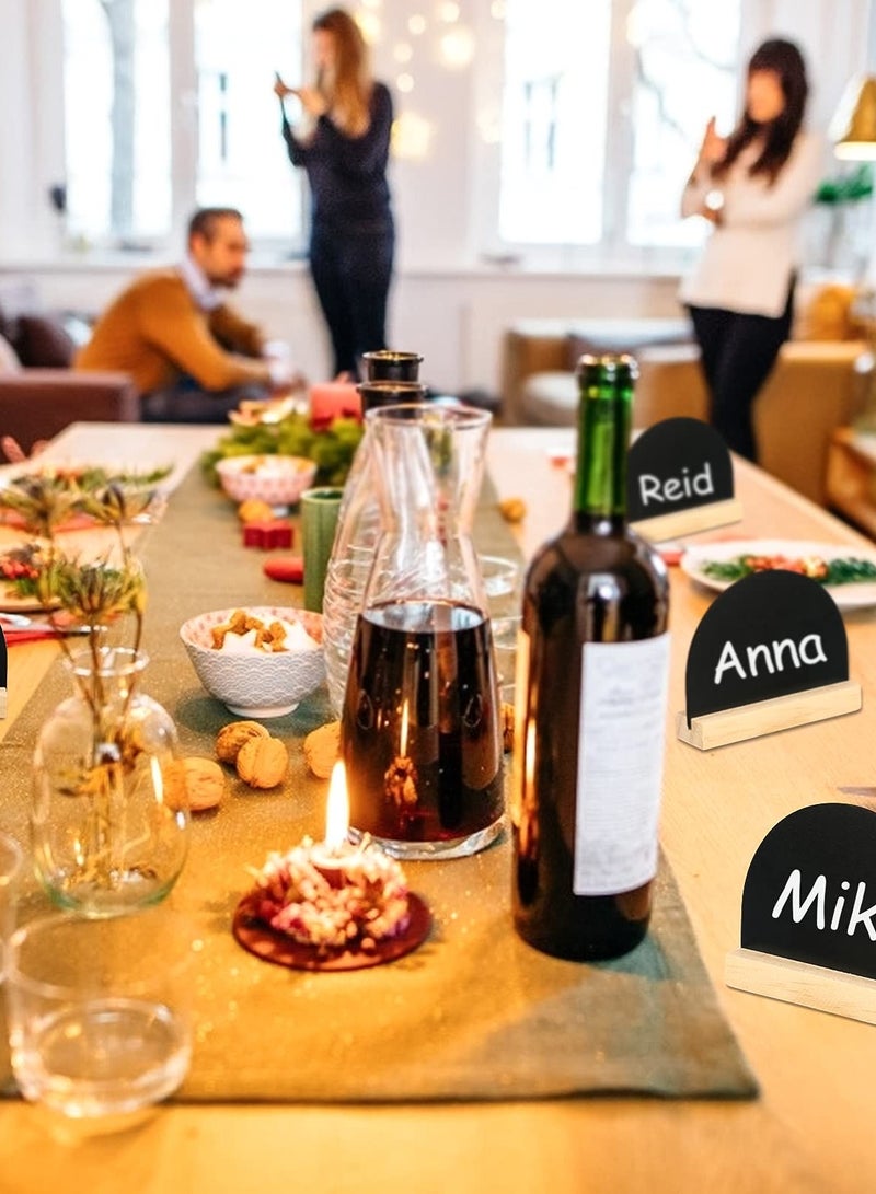 SOLARAE Mini Chalkboard Signs with Easel Stand, 6-Pack Half Circle Double Sided Chalkboard Wooden Chalkboards for Desktop, Food Signs, Wedding Signs, Message Boards, Place Cards, and Event Decorations - Image 4