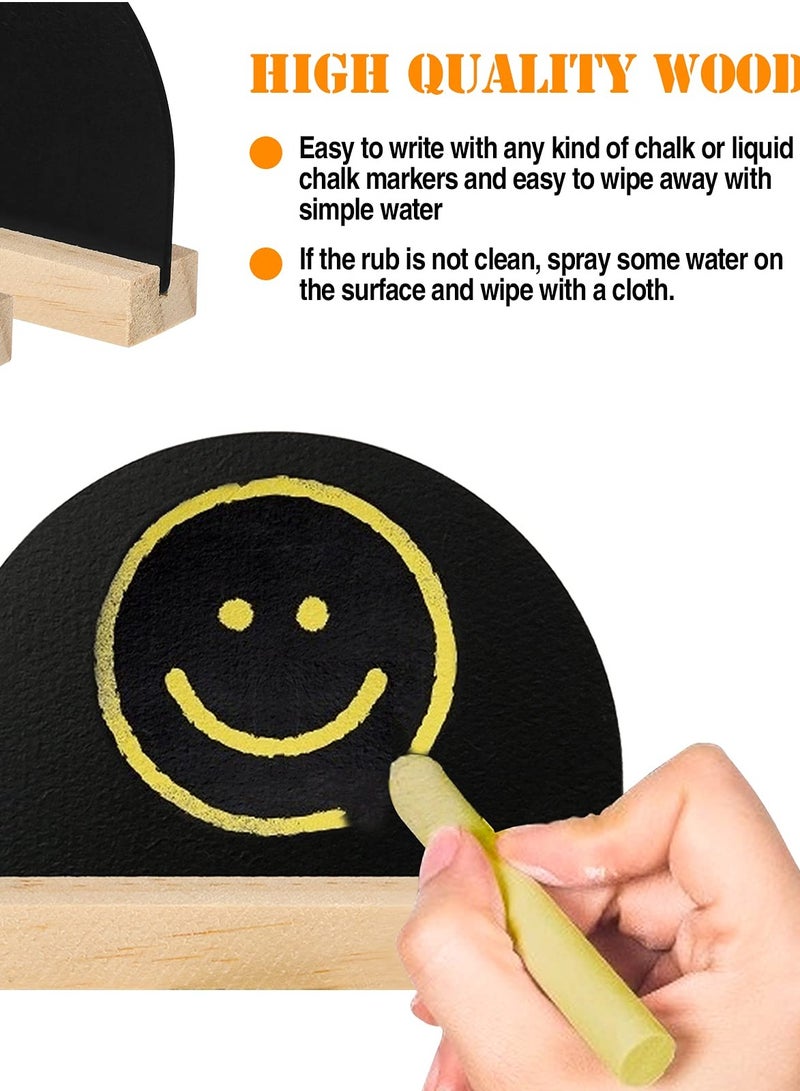 SOLARAE Mini Chalkboard Signs with Easel Stand, 6-Pack Half Circle Double Sided Chalkboard Wooden Chalkboards for Desktop, Food Signs, Wedding Signs, Message Boards, Place Cards, and Event Decorations - Image 3