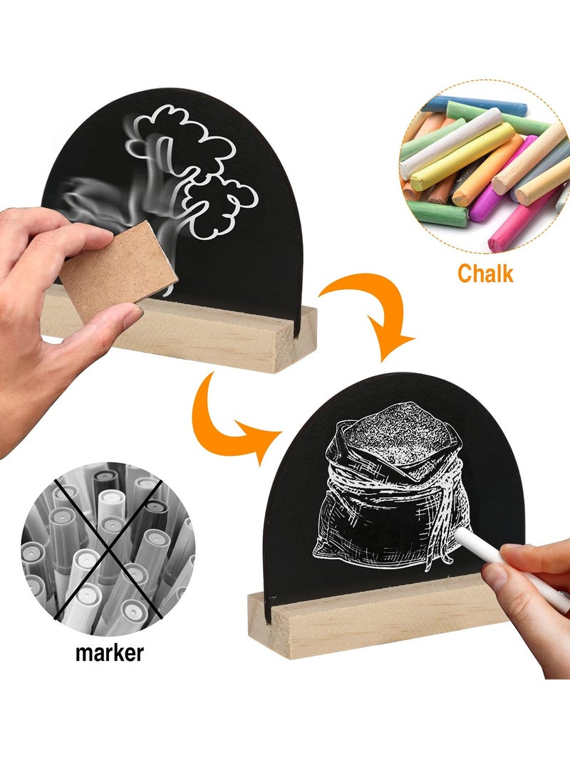 SOLARAE Mini Chalkboard Signs with Easel Stand, 6-Pack Half Circle Double Sided Chalkboard Wooden Chalkboards for Desktop, Food Signs, Wedding Signs, Message Boards, Place Cards, and Event Decorations - Image 2