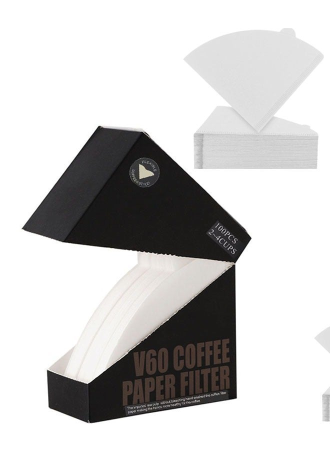 100 Pieces Coffee PaperPortable Coffee Filter Paper With Ears V60 - Image 1