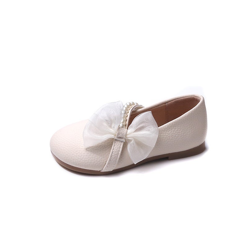 Girls White Pearl Princess Ballerina Flats - Image 5