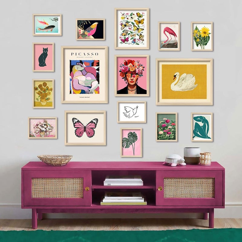 ANERZA 16 PCS Eclectic Wall Art Decor, Modern Maximalist Wall Prints for Bedroom, Posters for Room Aesthetic, Wall Collage Kit Pictures for Living Room, Colorful Dorm Gallery Home Decor - Image 5