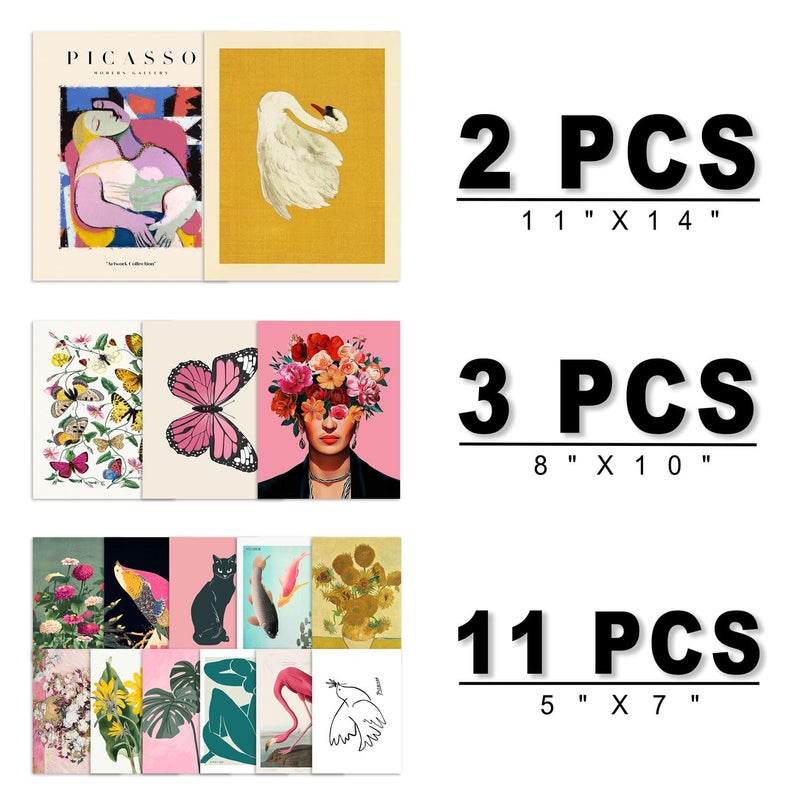 ANERZA 16 PCS Eclectic Wall Art Decor, Modern Maximalist Wall Prints for Bedroom, Posters for Room Aesthetic, Wall Collage Kit Pictures for Living Room, Colorful Dorm Gallery Home Decor - Image 2