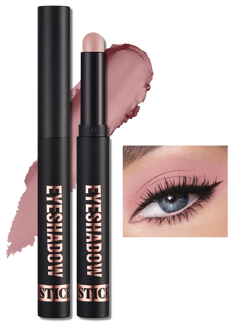 Erinde Waterproof Cream Eyeshadow Stick Matte Nude Eye Shadow Sticks Longwear Blendable High Pigmented Neutral Eye Shadow Sticks Matte for Older Eyes Smokey Eyeshadow Pencil Crayon 11 Rose Nude - Image 3