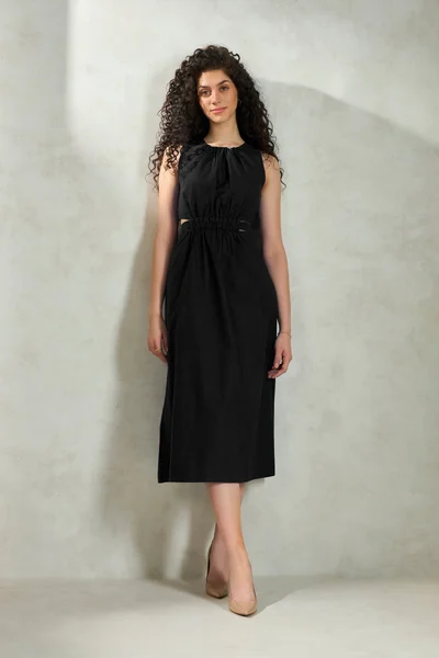 فيرجيو Cotton Elastic Waist Cutout Midi Vacation Dresses for Women