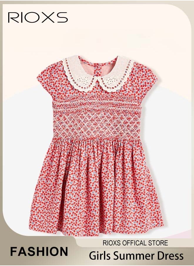 RIOXS Girls Stylish A-line Dress, Round Neck Sleeveless Sleeve Dress with Adorable Patterns, Wonderful Summer Dresses for Girls, Comfortable to Wear, Suitable for Daily Wear, Vacation and Other Occasions, Great Gift Choice for Girls  - Image 1