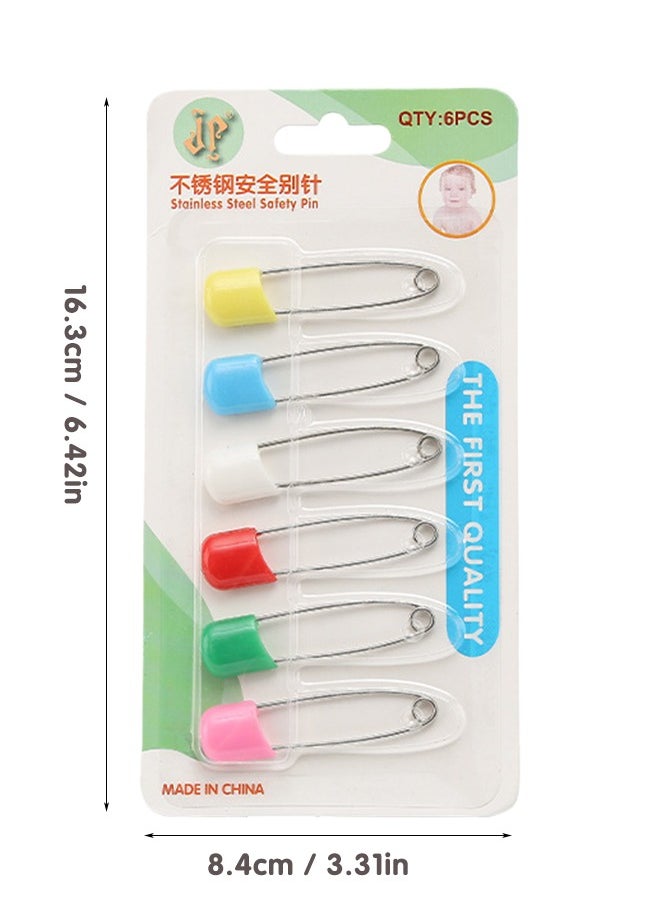 Super ZYouth 2 Packs Baby Safety Diaper Pins, Nappy Pins with Locking Closure, Stainless Steel Baby Pins with Plastic Head for Clothes Diaper Fasteners, Random Color  - Image 2