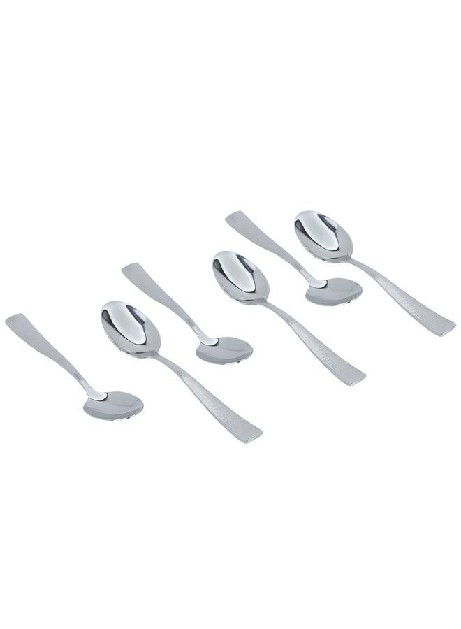 السيف  طقم ملاعق فولاذية 24 قطعة فضية محفورة - Image 4