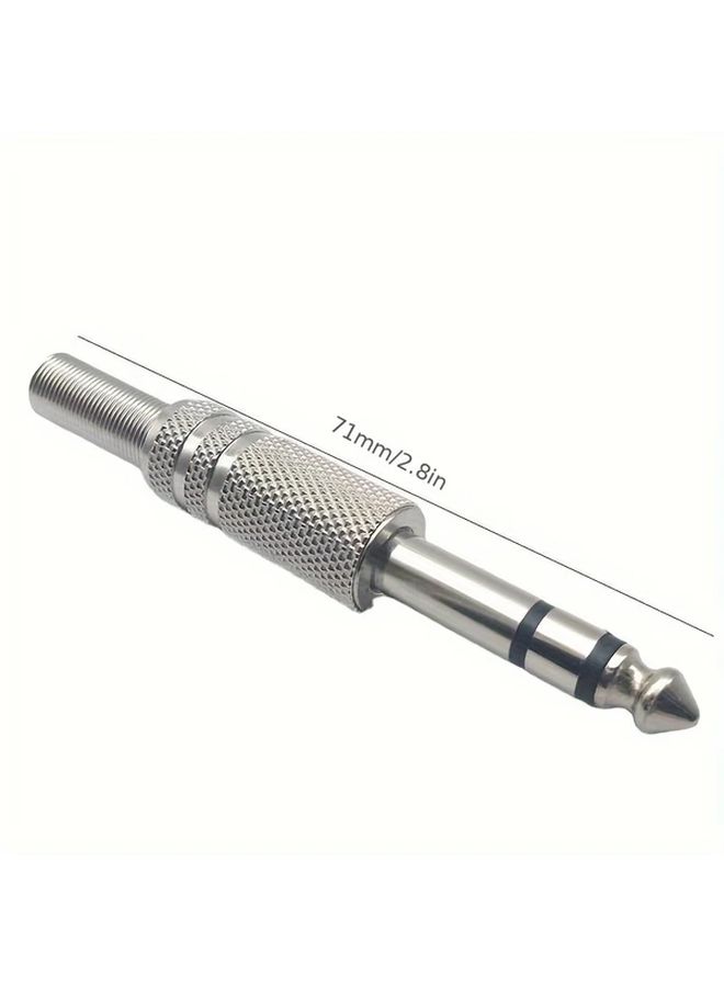 6 5mm Dual Channel Stereo Audio Plug 1 4 Inch Microphone Nickel Plated Metal - Image 2