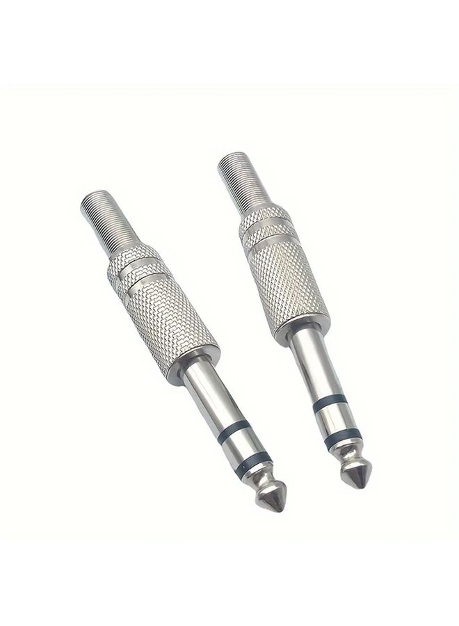 6 5mm Dual Channel Stereo Audio Plug 1 4 Inch Microphone Nickel Plated Metal - Image 1