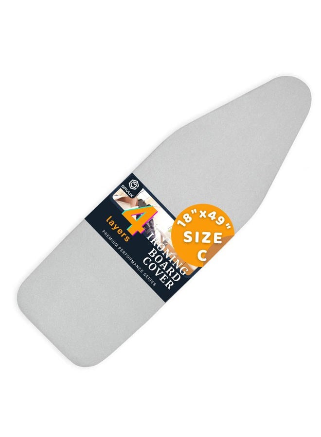 SAVUK Ironing Board Covers and Pad with Wide Size, Adjustable Elastic Edge Fit, Heat Reflective, Fits Boards 130 x 45, 130 x 50 or 125 x 50 Cover Measure 55x135 cm/21"x53" Grey XL - Image 1