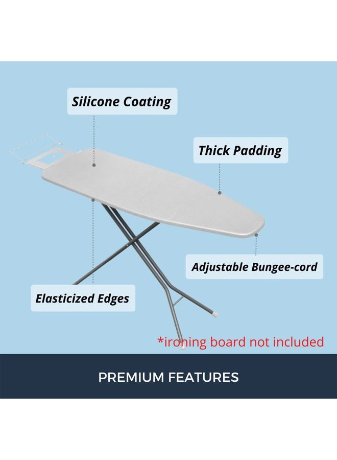 SAVUK Ironing Board Covers and Pad with Wide Size, Adjustable Elastic Edge Fit, Heat Reflective, Fits Boards 130 x 45, 130 x 50 or 125 x 50 Cover Measure 55x135 cm/21"x53" Grey XL - Image 3