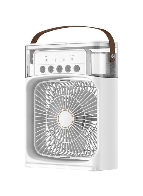 Portable Humidifier Fan AIr Conditioner Household Small Air Cooler Hydrocooling Portable Air Adjustment For Office 3 Speed Fan (White)