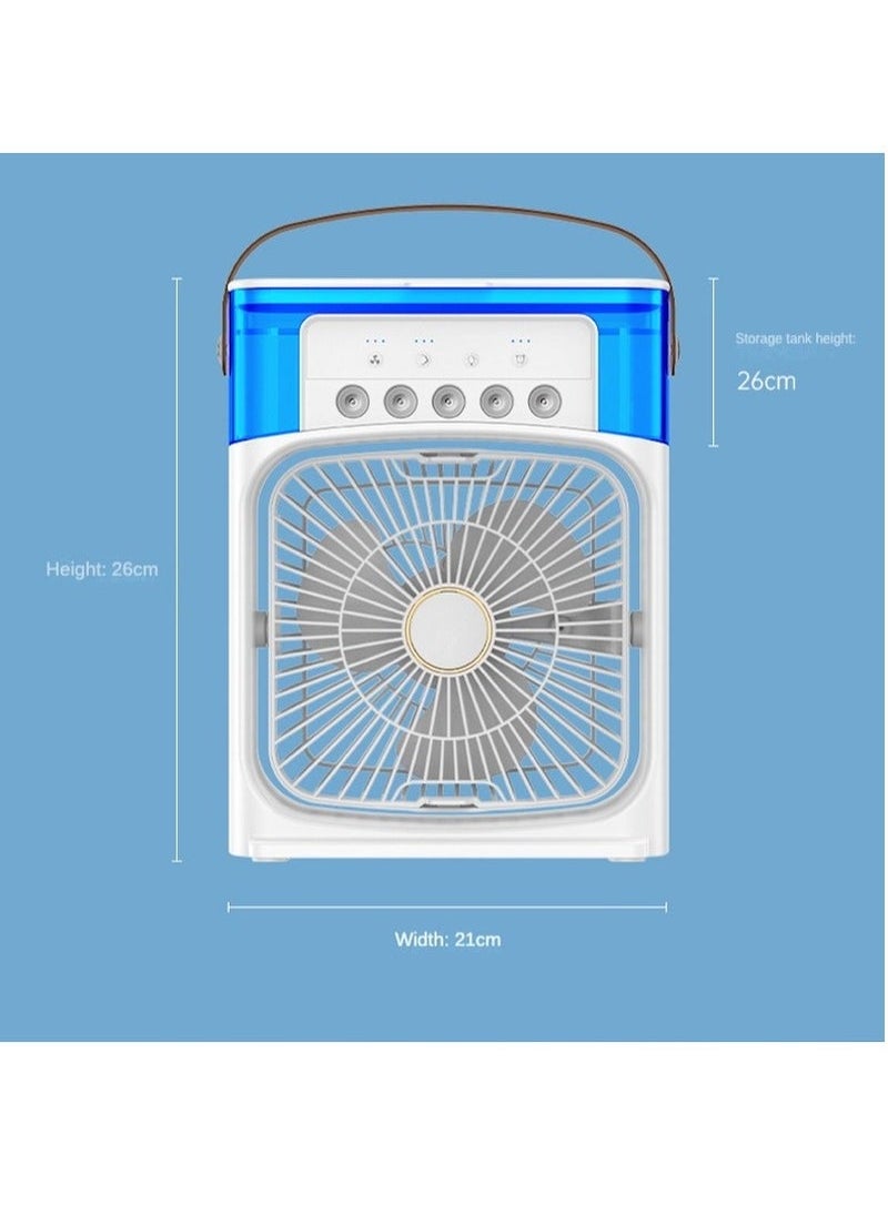 Portable Humidifier Fan AIr Conditioner Household Small Air Cooler Hydrocooling Portable Air Adjustment For Office 3 Speed Fan (White)