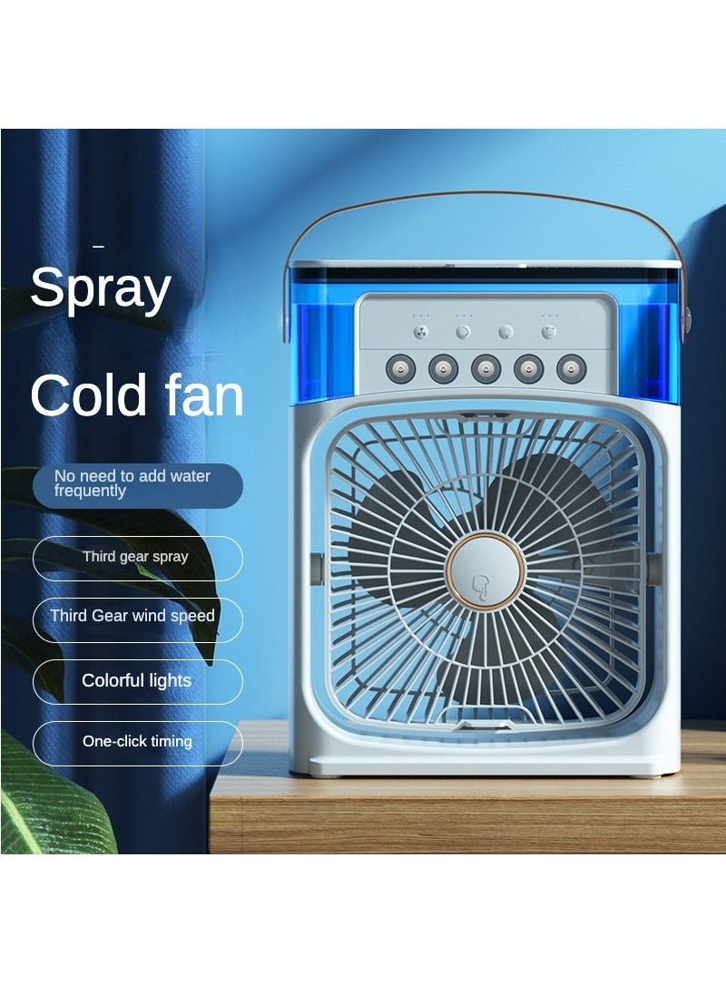 Portable Humidifier Fan AIr Conditioner Household Small Air Cooler Hydrocooling Portable Air Adjustment For Office 3 Speed Fan (White)