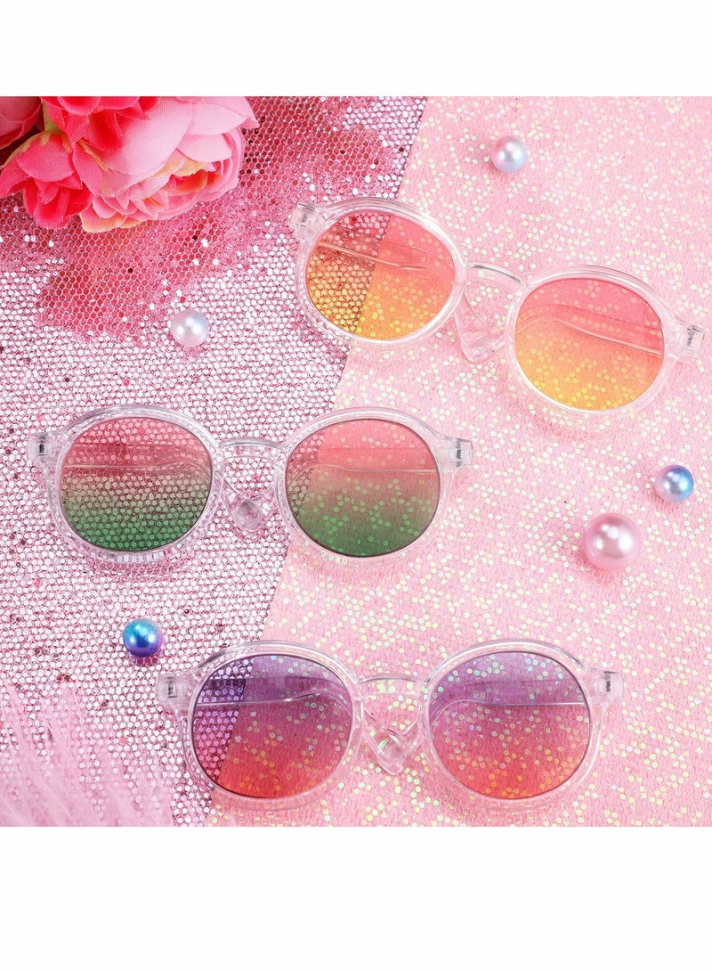 SOLARAE Doll Glasses, Color Clear Frame Mini Sunglasses, Accessories Craft Toy Glasses for Dress Up Pet Cosplay (3 Pcs) - Image 2