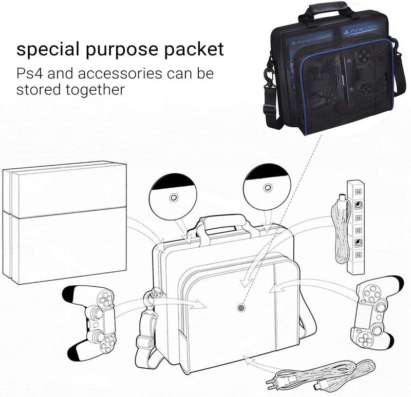 DS-Space Carrying Case for PS4, New Travel Storage Carry Case, PlayStation Protective Shoulder Bag Handbag for PS4 PS4 Slim System Console and Accessories - Image 3