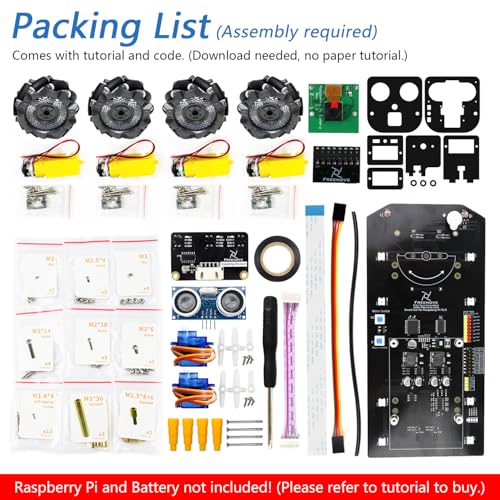 Freenove Mecanum Wheel Car Kit for Raspberry Pi 5 4 B 3 B+ Zero 2 W, Face Tracking, Line Tracking, Light Tracing, Obstacle Avoidance, App Control, Camera, Servo (Raspberry Pi NOT Included) - Image 2