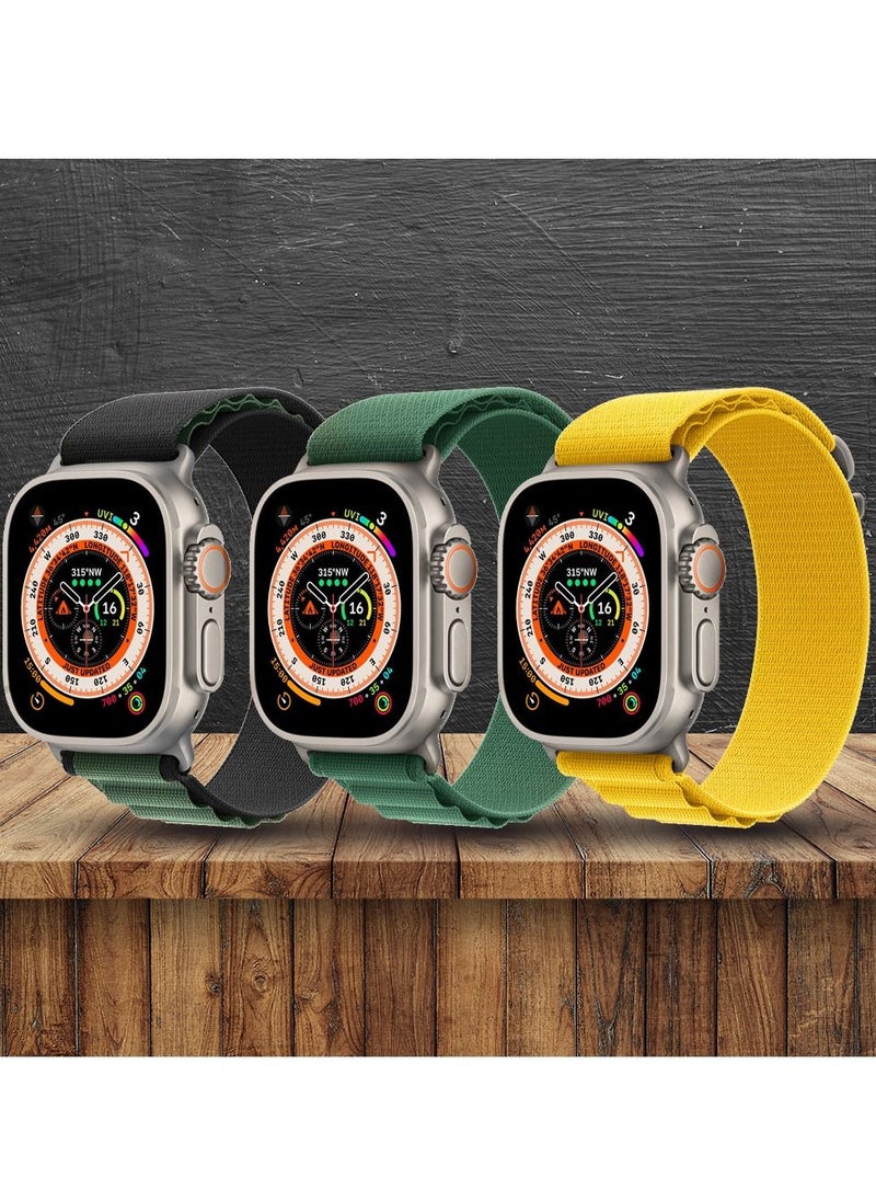 CATANES - 3 Pack For Apple Watch Band 49mm 45mm 44mm 42mm Alpine Loop Band Women Men Adjustable with Metal G-Hook Strap for iWatch Ultra Series SE 8/7/6/5/4/3/2/1 Multicolour - Image 1