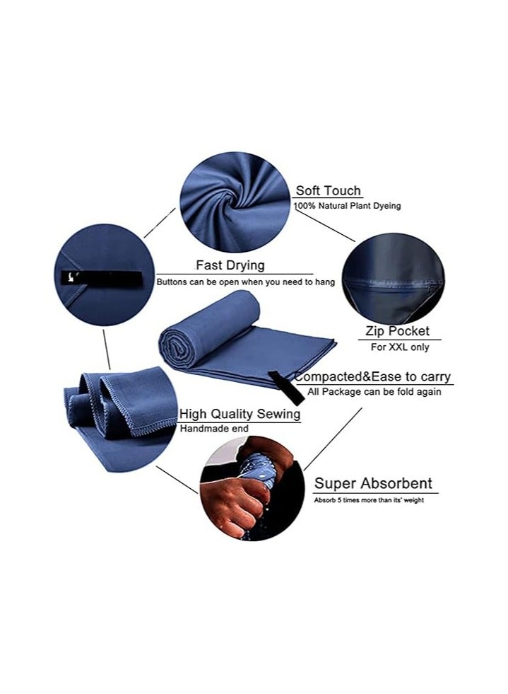 2 Pack Quick Drying Gym Towel Soft Microfiber Lightweight Sport Sweat Towel Perfect Travel Camping Towel Super Absorbent Ultra Compact for Gym Sport Yoga Backpacking Beach Swimming, Blue (blue) - Image 2