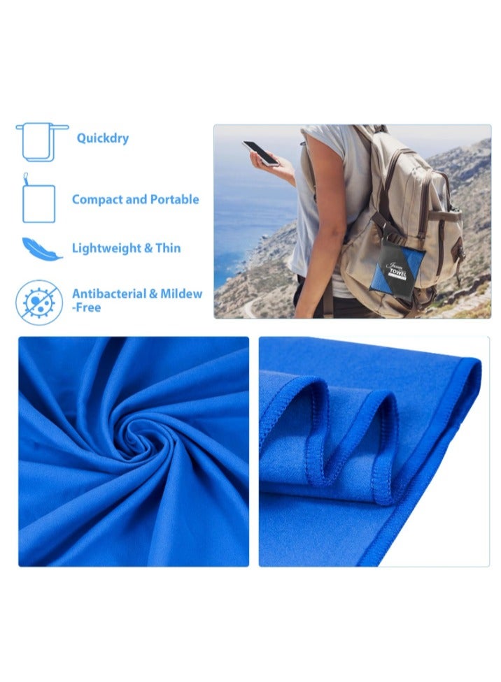 2 Pack Quick Drying Gym Towel Soft Microfiber Lightweight Sport Sweat Towel Perfect Travel Camping Towel Super Absorbent Ultra Compact for Gym Sport Yoga Backpacking Beach Swimming, Blue (blue) - Image 3