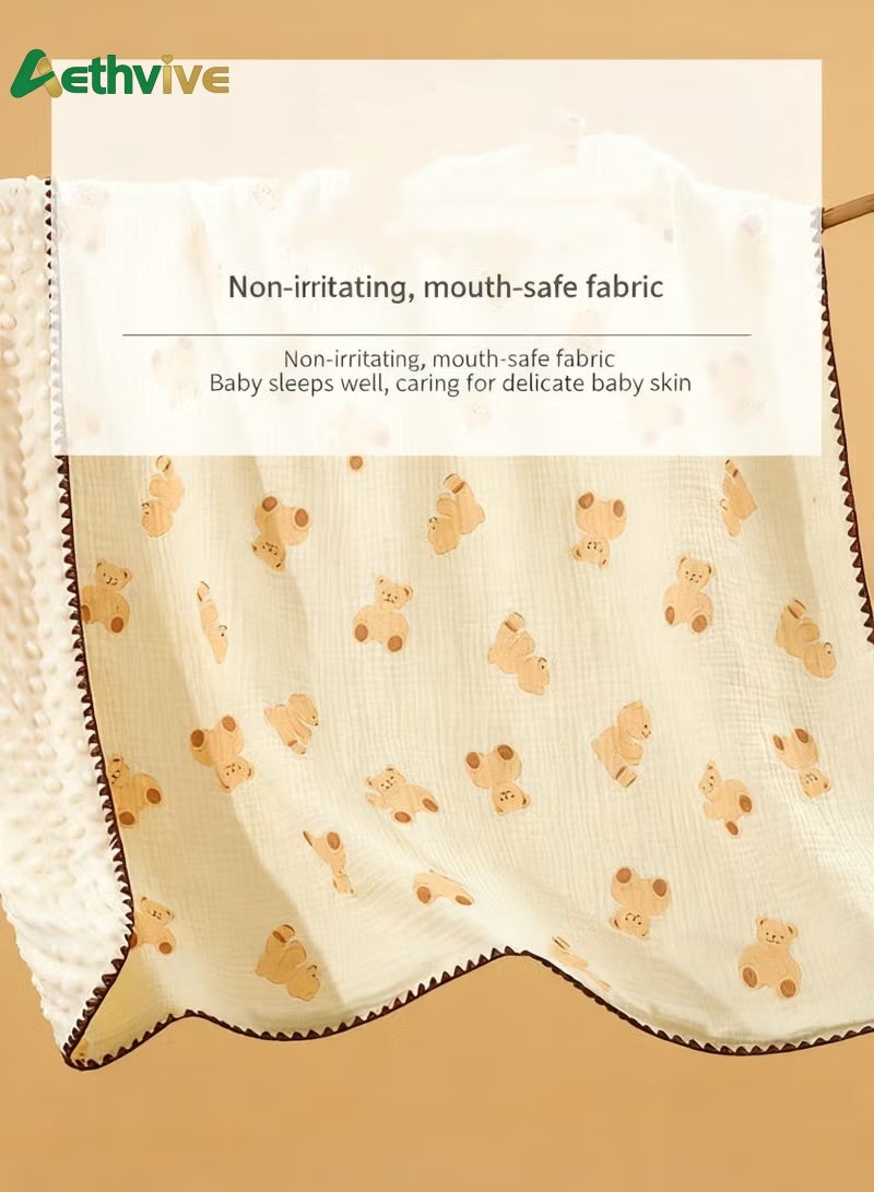Aethvive 4 PCS Baby Blanket for Boys Girls, Kids Baby Blanket Newborn Gifts, 100x100cm Breathable Absorbent Multi-Season Baby Essentials, Double Layer Dotted Backing for Toddler with Multicolor Printed Lightweight Bed Throw Blanket - Image 5