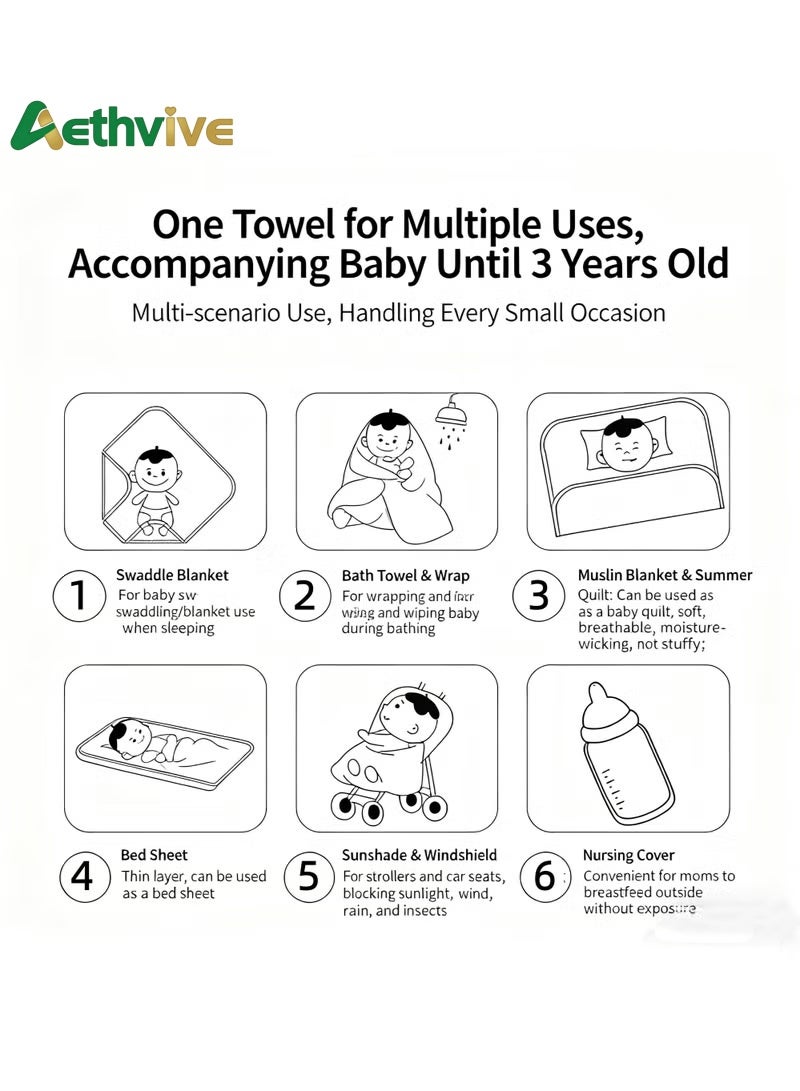 Aethvive 4 PCS Baby Blanket for Boys Girls, Kids Baby Blanket Newborn Gifts, 100x100cm Breathable Absorbent Multi-Season Baby Essentials, Double Layer Dotted Backing for Toddler with Multicolor Printed Lightweight Bed Throw Blanket - Image 2
