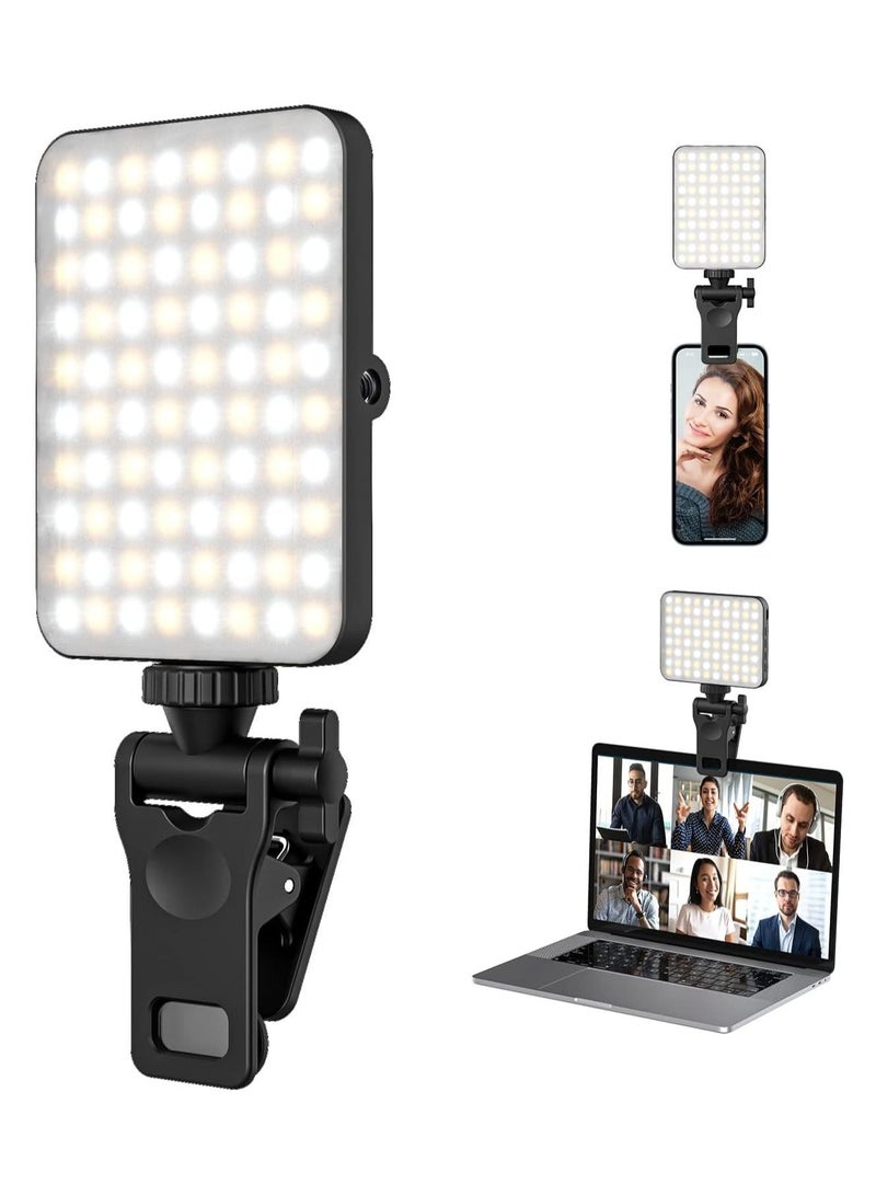 DUSALA Rechargeable Selfie Light & Phone Light Clip for iPhone - Phone LED Light with Adjustable Brightness, Perfect for Selfies, Makeup, TikTok, Live Streaming & Video Conferencing Black - Image 1