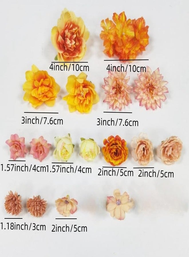 DODXIAOBEUL 17Pcs Silk Flowers for Crafts,Silk Flowers for Wedding,Fake Flowers Bulk Cake Flowers,Girl Cake Topper for Home Wedding Cake Decorations Baby Shower Home Decoration DIY Crafts (Orange) - Image 2