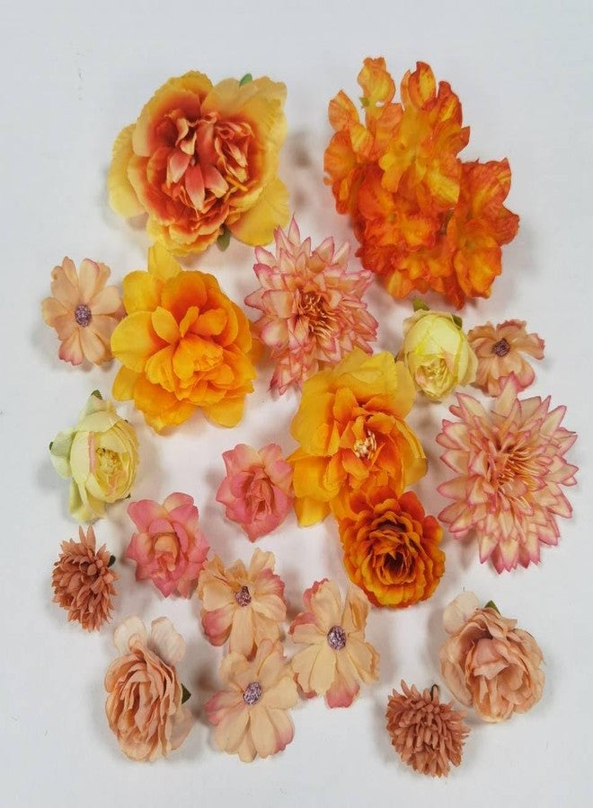 DODXIAOBEUL 17Pcs Silk Flowers for Crafts,Silk Flowers for Wedding,Fake Flowers Bulk Cake Flowers,Girl Cake Topper for Home Wedding Cake Decorations Baby Shower Home Decoration DIY Crafts (Orange) - Image 3